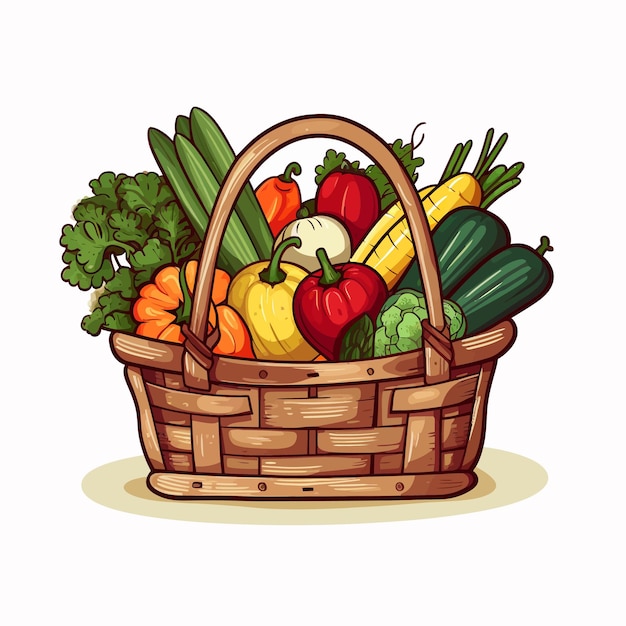 Vector cesta con verduras