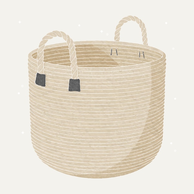 Cesta vintage de acuarela dibujada a mano