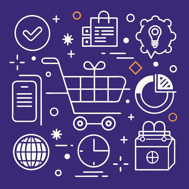 Cesto de compras en línea Comprar productos Ahorrar tiempo Obtener ofertas