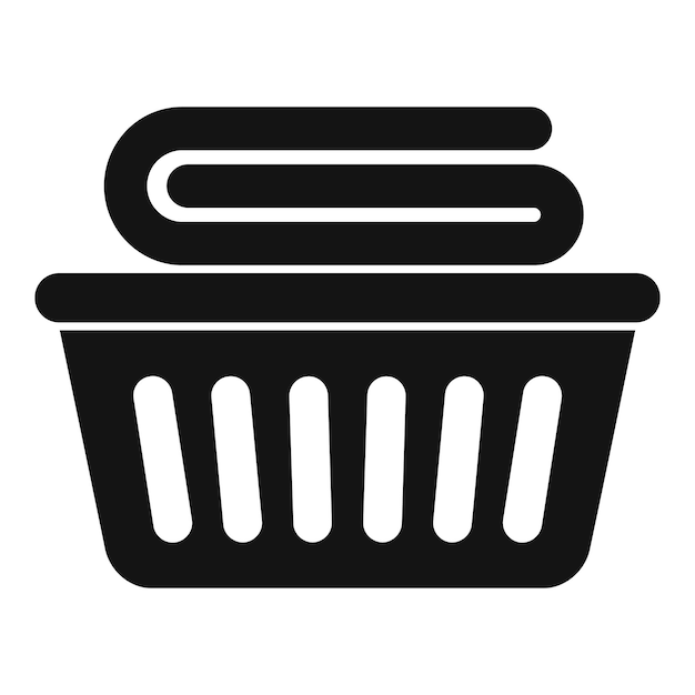 Cesto de la ropa lleno de ropa limpia icono