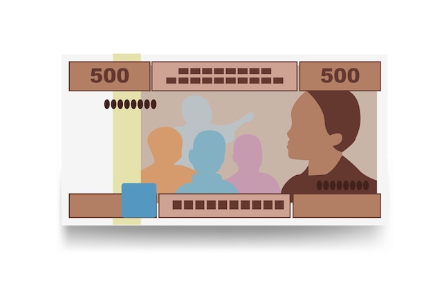 Cfa Franc Beac Vector Illustration Centro Africano Frank money set paquete de billetes 500 CFA