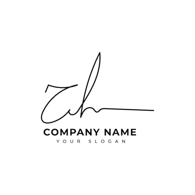 Ch Diseño de vector de logotipo de firma inicial