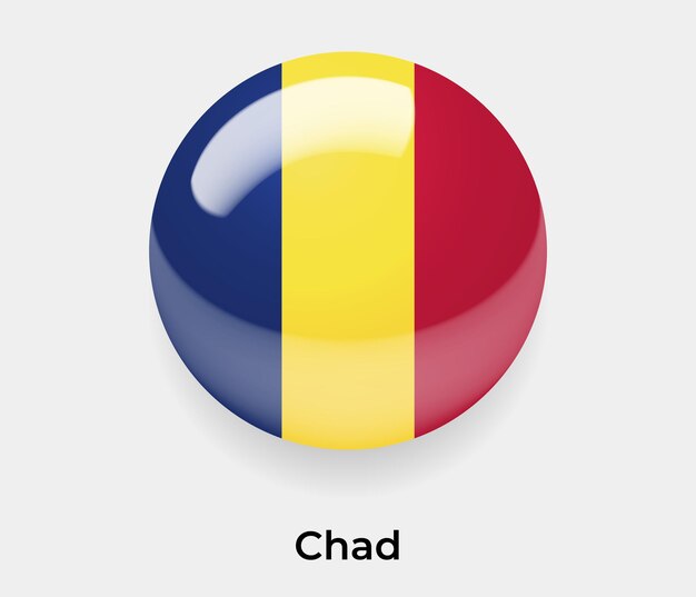 Chad bandera brillante burbuja icono vector ilustración