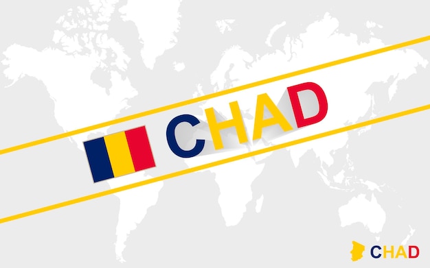 Chad mapa bandera e ilustración de texto