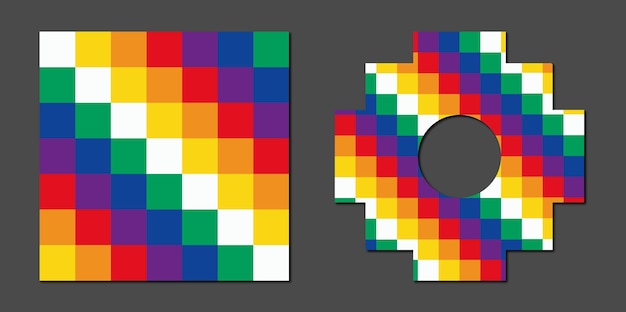 Chakana y cruz andina Wiphala y colores de los diferentes pueblos originarios