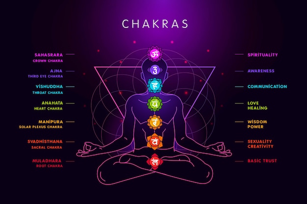 Vector chakras del cuerpo