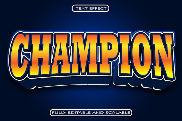 Champion editable text effect 3 dimension relieve estilo moderno