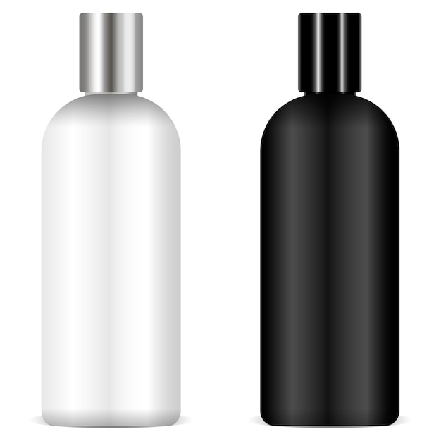 Champú botellas vector blanco y negro maqueta