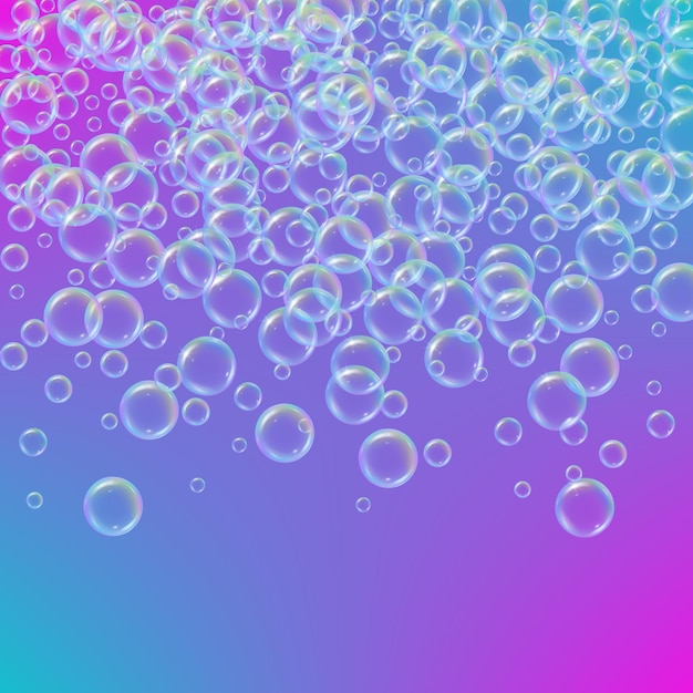 Vector champú de espuma con coloridas burbujas realistas