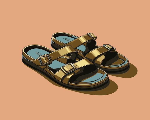 Vector chanclas informales con un concepto simple y fondo liso, buenas para sitios web de inspiración de diseño