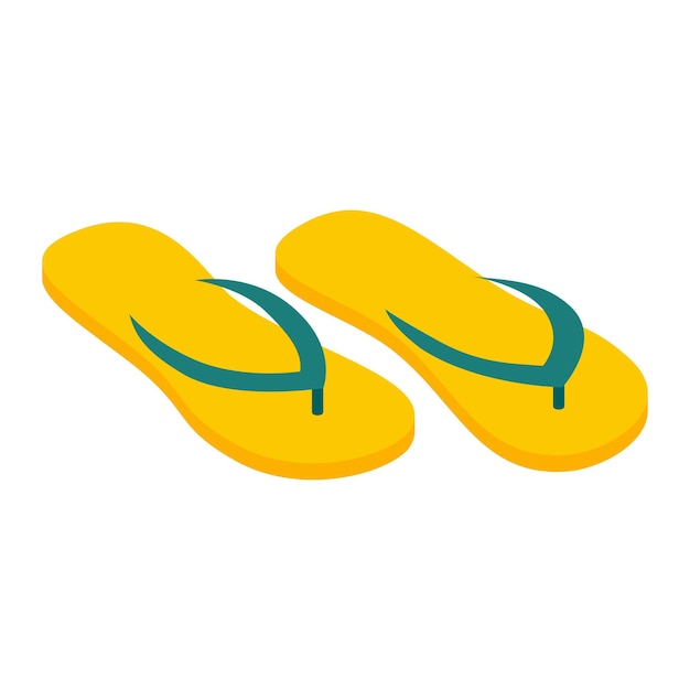 Chanclas isométricas icono 3d Zapatillas de playa para spa Icono único 3d en blanco
