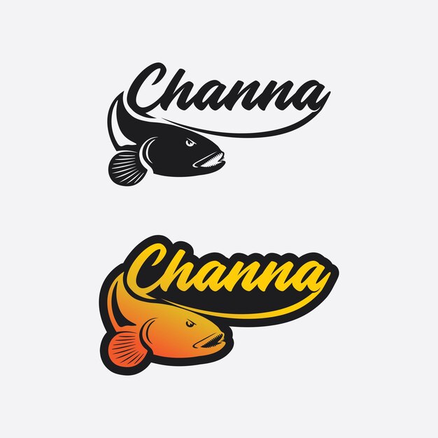 Channa Snakehead fish Predator Fish animal diseño submarino logotipo e ilustración