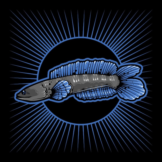 Channa Snakehead Fish Vector en estilo de ilustración japonés aislado