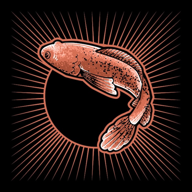 Channa Snakehead Fish Vector en estilo de ilustración japonés aislado