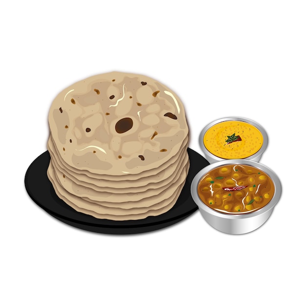 Chapathi servido con curry