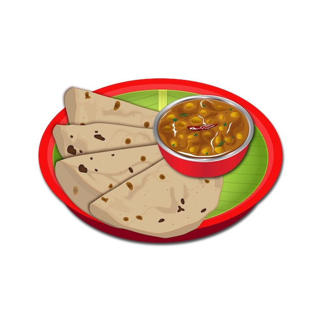 Chapathi servido en un plato con curry