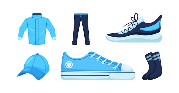 Chaqueta azul Pantalón de chándal azul Zapatillas azules Gorra azul Zapatillas azules Calcetines deportivos azules Moda de hombre