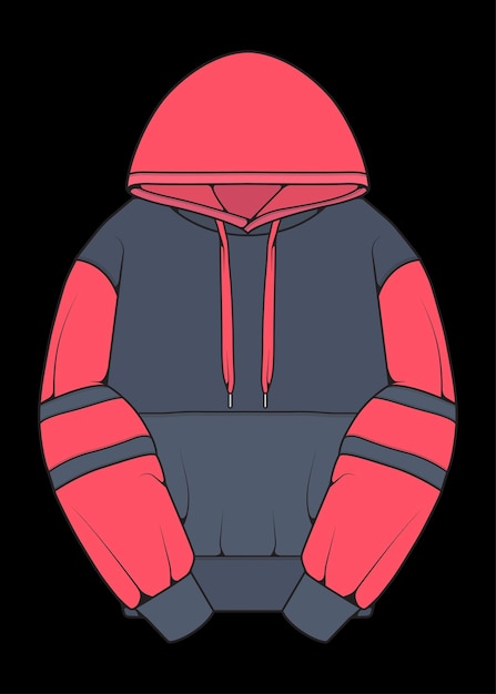 Chaqueta con capucha de gran tamaño para colorear dibujo vectorial chaqueta con capucha plantilla de entrenadores de gran tamaño chaqueta con capucha vector ilustración