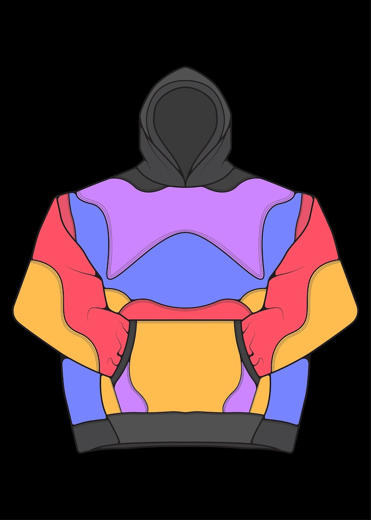 Vector chaqueta con capucha de gran tamaño para colorear dibujo vectorial chaqueta con capucha plantilla de entrenadores de gran tamaño chaqueta con capucha vector ilustración