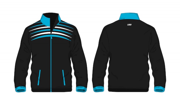 Chaqueta deportiva azul y negro t ilustración