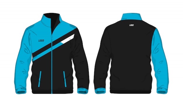 Chaqueta deportiva azul y negro t ilustración