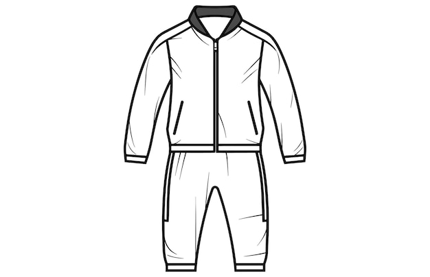 Chaqueta deportiva con cremallera para hombre Ilustración de contorno Chaqueta deportiva con cuello tipo polo y manga larga