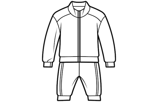 Chaqueta deportiva con cremallera para hombre Ilustración de contorno Chaqueta deportiva con cuello tipo polo y manga larga