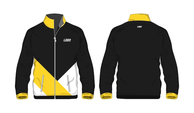 Chaqueta deportiva Plantilla amarilla y negra para el diseño sobre fondo blanco Ilustración vectorial eps 10