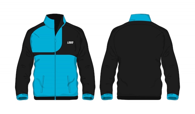Chaqueta deportiva plantilla azul y negro para el diseño sobre fondo blanco. Ilustración vectorial eps 10.