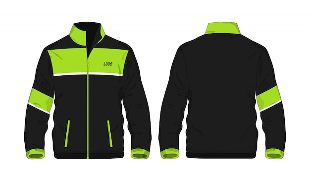 Chaqueta deportiva plantilla verde y negra para el diseño.