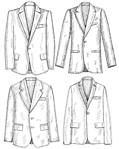 Chaqueta de hombre dibujada a mano de boceto aislado vectorial