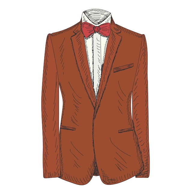 Vector chaqueta de hombre marrón aislada dibujada a mano