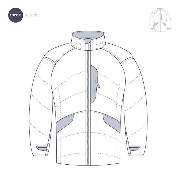 Vector chaqueta de hombre. ropa de estilo de línea fina.