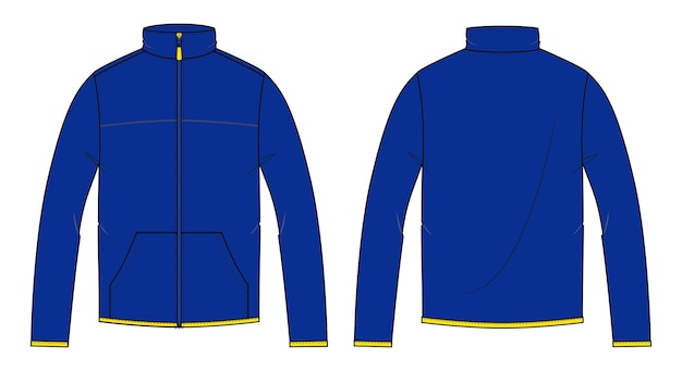 Chaqueta de manga larga para hombres moda boceto plano ilustración vectorial cad técnica