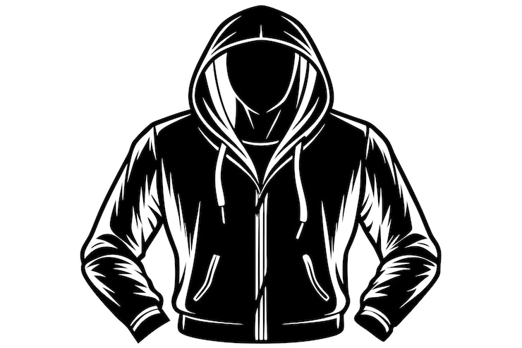 Vector una chaqueta negra con una capucha que dice capucha