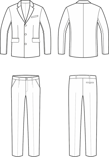 Chaqueta y pantalones de hombre moda CAD ilustración vectorial