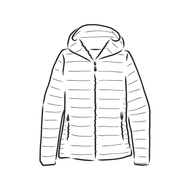 Chaqueta parka de dibujo vectorial. Prendas de abrigo de invierno. chaqueta cálida, ilustración de dibujo vectorial