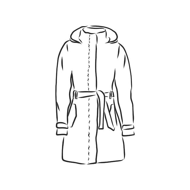 Chaqueta parka de dibujo vectorial. Prendas de abrigo de invierno. chaqueta cálida, ilustración de dibujo vectorial