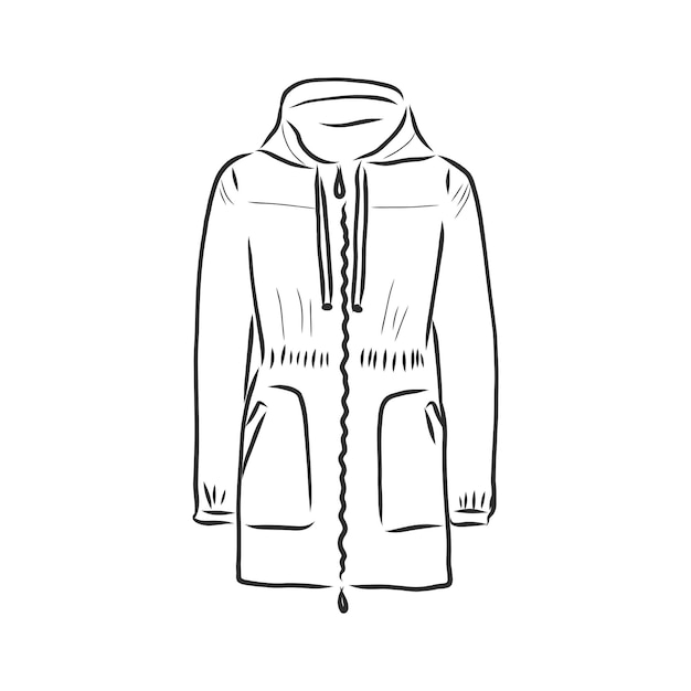 Chaqueta parka de dibujo vectorial. prendas de abrigo de invierno. chaqueta cálida, ilustración de dibujo vectorial