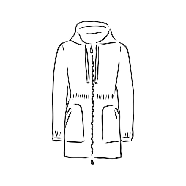 Chaqueta parka de dibujo vectorial. prendas de abrigo de invierno. chaqueta cálida, ilustración de dibujo vectorial