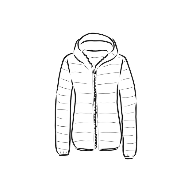 Vector chaqueta parka de dibujo vectorial. prendas de abrigo de invierno. chaqueta cálida, ilustración de dibujo vectorial