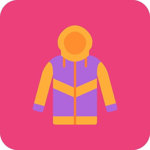 una chaqueta rosa y amarilla con un chaleco púrpura en ella