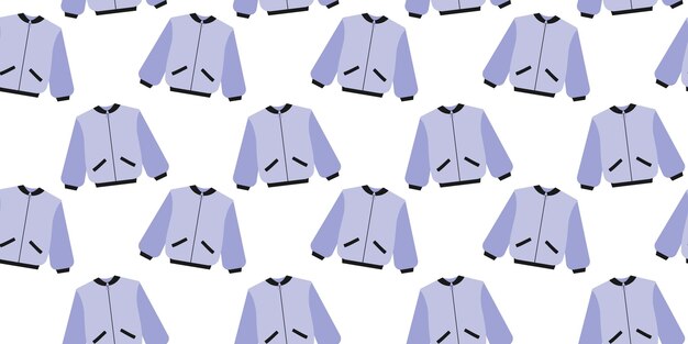 Chaquetas de dibujos animados dibujadas a mano con patrón sin costuras, ropa de color lavanda monocromática de moda, telón de fondo promocional