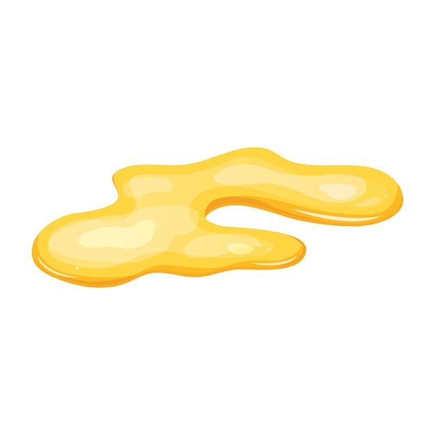 Charco de aceite amarillo aislado Orina de miel o líquido de oro de gasolina Ilustración de vector de estilo de dibujos animados