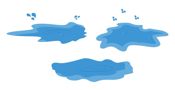 Vector charcos de agua azul con plantilla de salpicaduras y burbujas