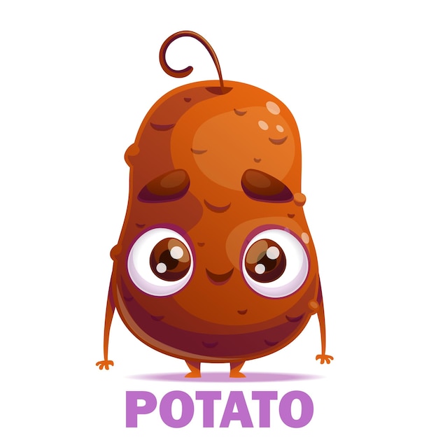 A charming cartoon potato character with big eyes radiating joy ideal for kids and families