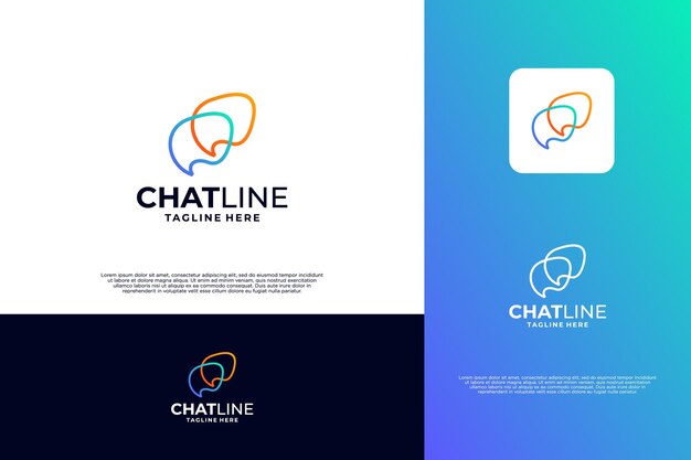 Chat abstracto con diseño de logotipo de combinación de arte de líneas