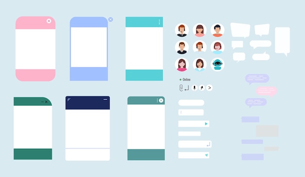 Chat bot dialoge paquete de vectores de creador de ventanas