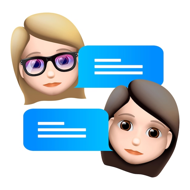 Vector chat bot mujer emoji concepto caricatura personaje icono diseño soporte servicio vector imagen