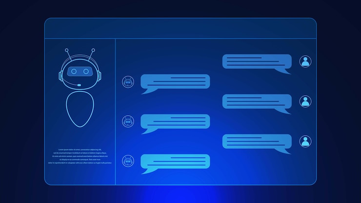 Vector chat bot o chatterbot robot asistencia virtual con diseño de plantilla de inteligencia artificial ai